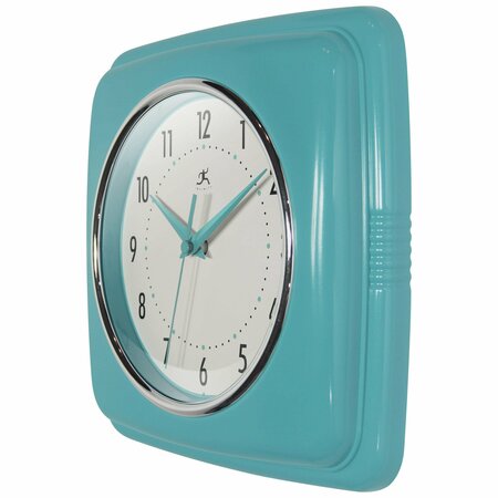 Infinity Instruments Square Retro Turquoise Wall Clock, 9.25 in. 13228TQSE-4103